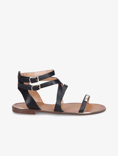 Nu-pieds à double brides et empiècement métallique - Noir - 2