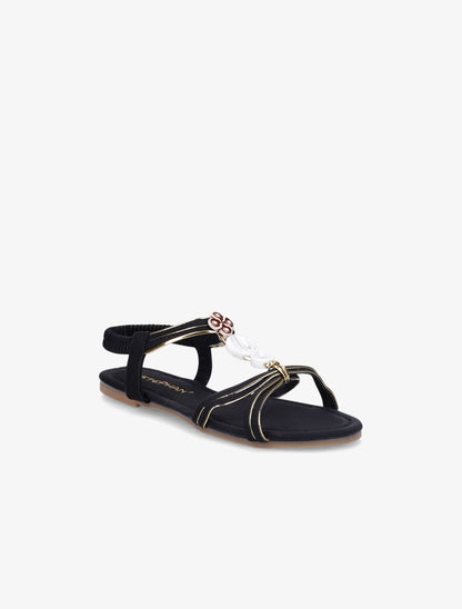 Nu-pieds à empiècements effet marbre - Noir - 6