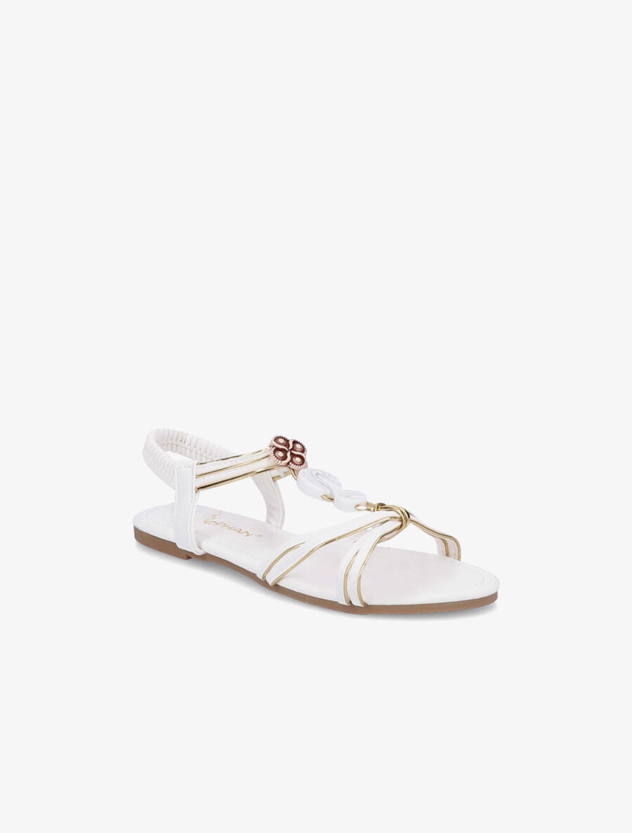 Nu-pieds à empiècements effet marbre - Blanc - 1