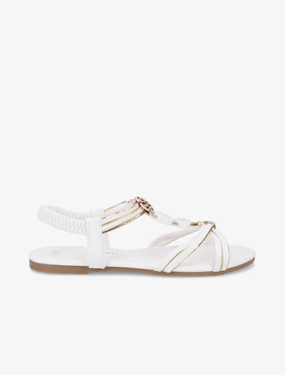 Nu-pieds à empiècements effet marbre - Blanc - 2