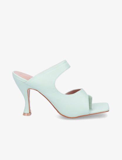 Mules asymétriques à entredoigt - Vert d&