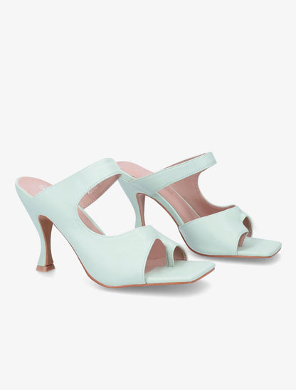 Mules asymétriques à entredoigt - Vert d&