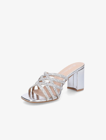 Mules à brides croisées et strassées - Argent - 3