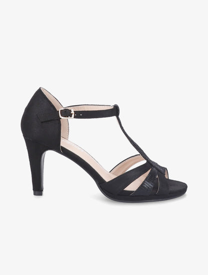 Sandales à talons en suédine - Noir - 1