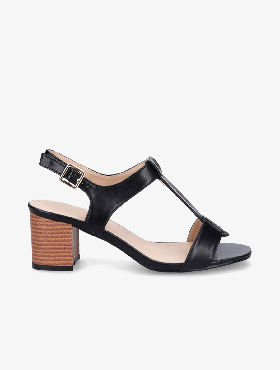 Sandales à bride en T croco - Noir - 6