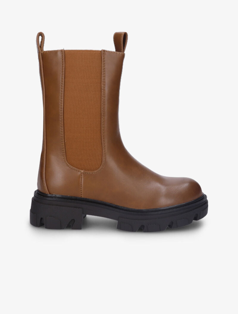Boots montantes à semelles crantées et chevilles élastiquées - Camel - 2