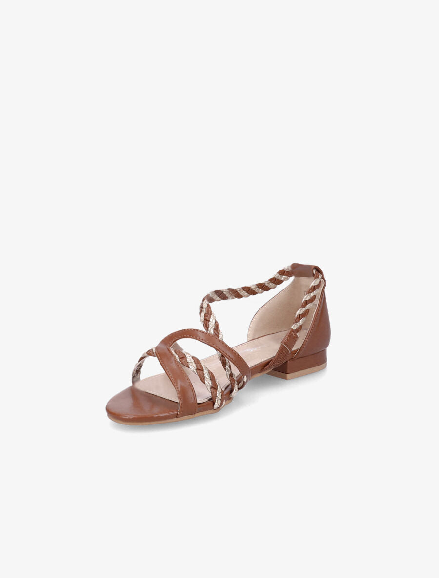 Nu-pieds à brides tressées et irisées - Camel - 3