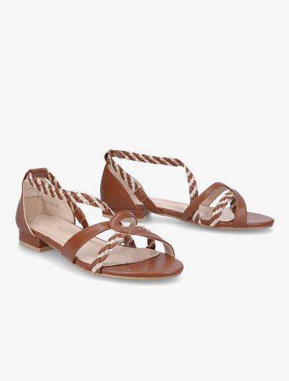 Nu-pieds à brides tressées et irisées - Camel - 4