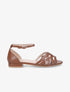 Nu-pieds tressés en tissu lamé - Camel - 1