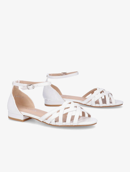 Nu-pieds tressés en tissu lamé - Blanc - 4