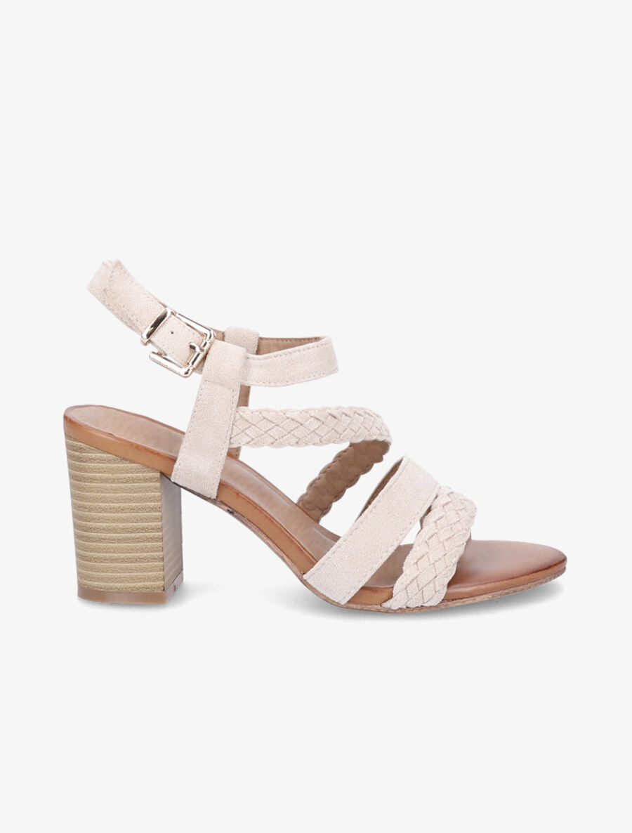 Sandales en suédine à multi brides - Beige - 5