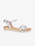 Sandales compensées à brides irisées et tressées - Argent - 1