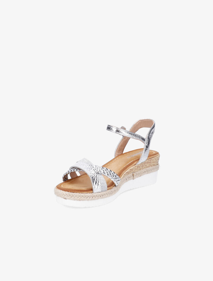 Sandales compensées à brides irisées et tressées - Argent - 3