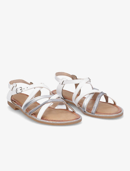 Nu-pieds en simili à ganses entrelacées irisées - Blanc - 4