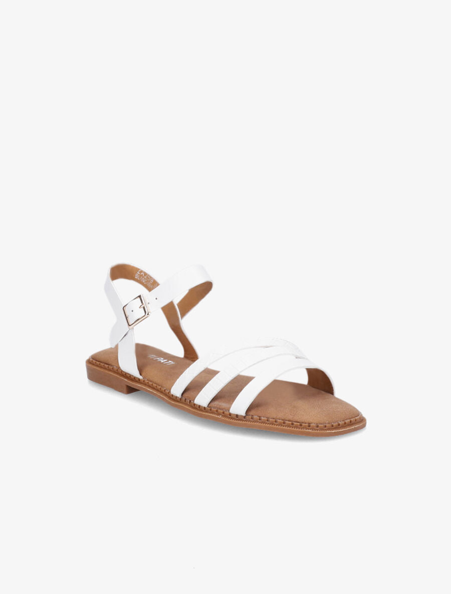 Nu-pieds à brides croco et python - Blanc - 2