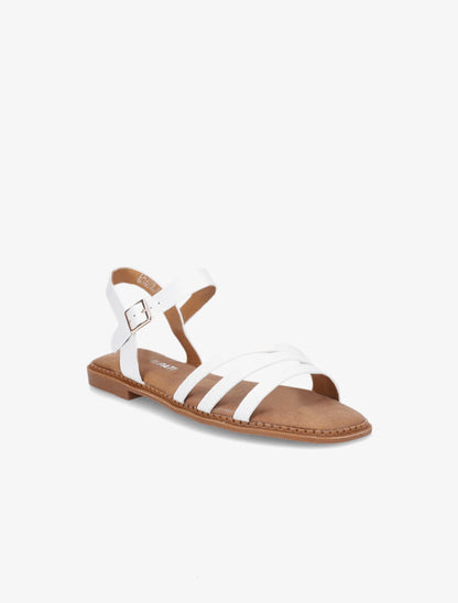 Nu-pieds à brides croco et python - Blanc - 2