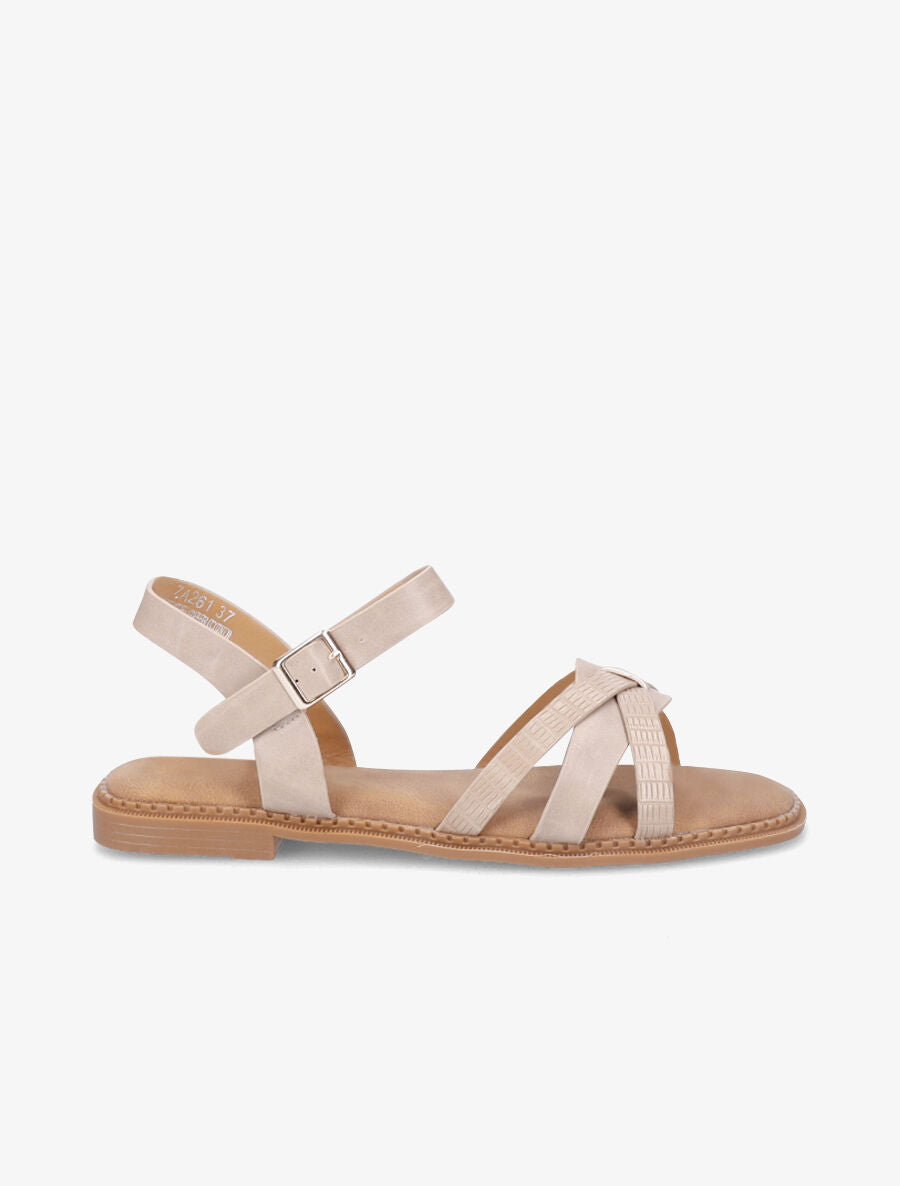 Nu-pieds à ganses texturées - Beige - 1