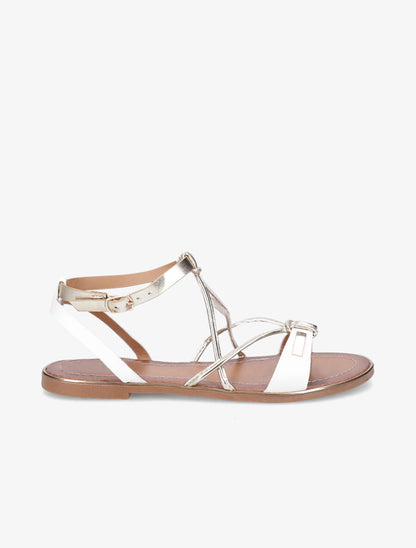 Nu-pieds à ganses et brides irisées - Blanc - 2