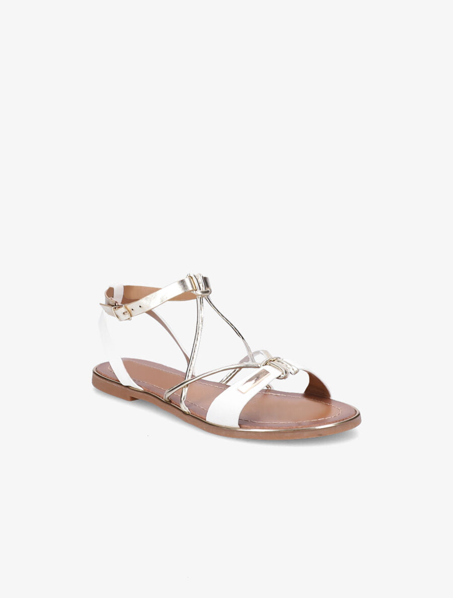 Nu-pieds à ganses et brides irisées - Blanc - 3