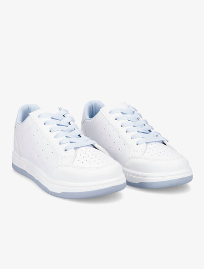 Baskets bicolore en simili - Bleu ciel - 4