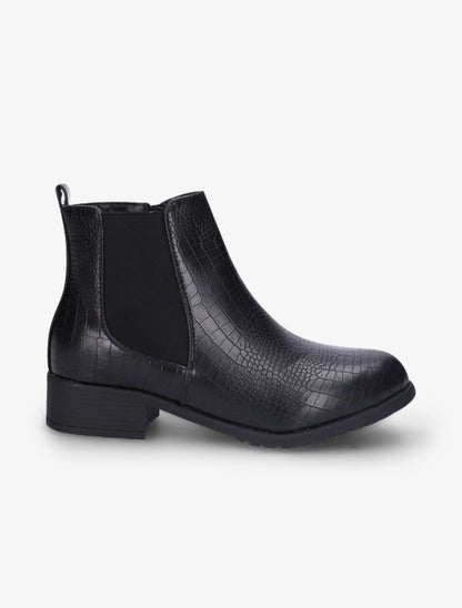 Bottines effet croco - Noir - 2