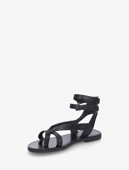 Nu-pieds uni en simili à double boucles - Noir - 3