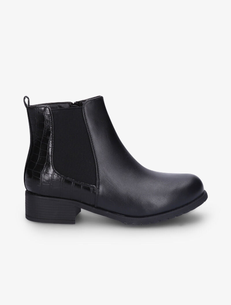 Bottines à contrefort effet croco - Noir - 2