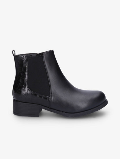 Bottines à contrefort effet croco - Noir - 2