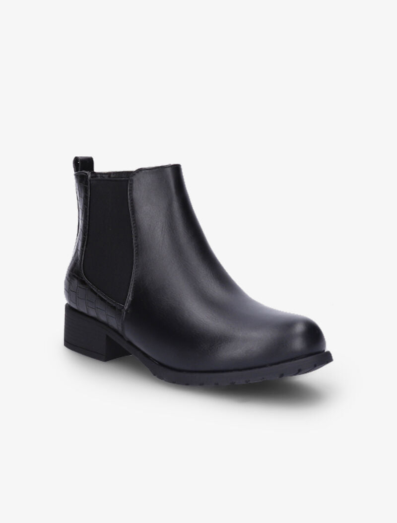Bottines à contrefort effet croco - Noir - 3