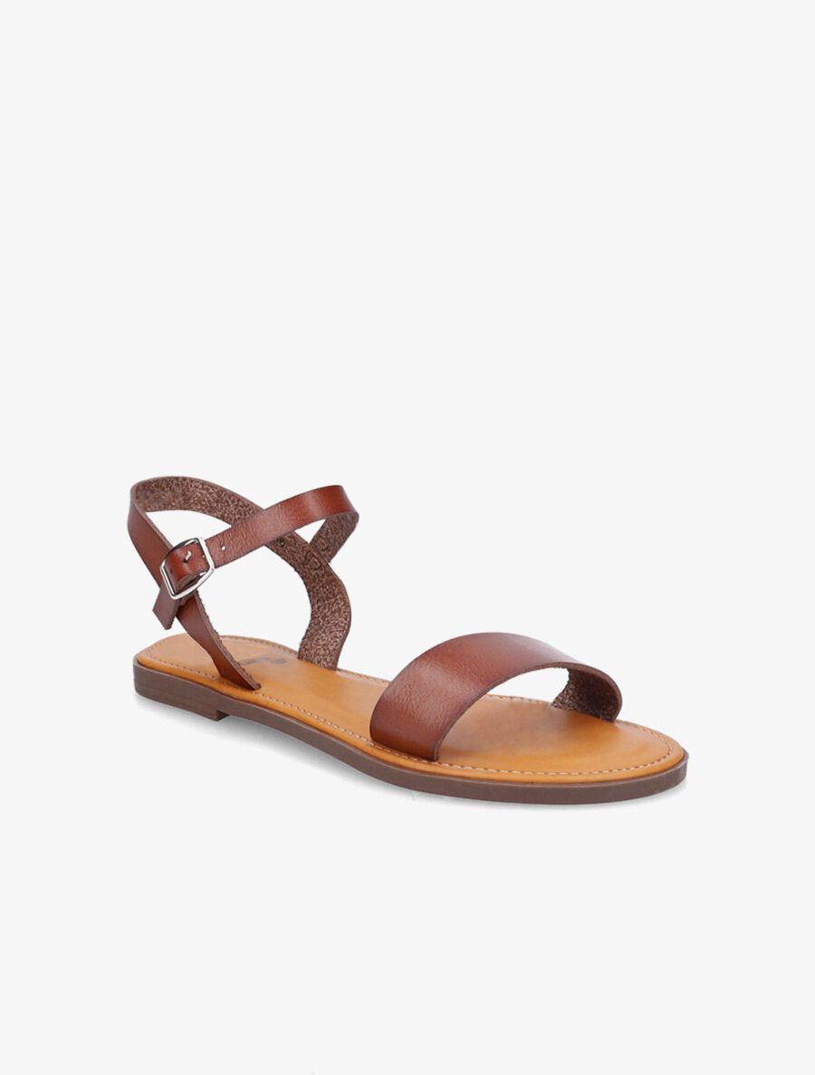 Nu-pieds basiques en simili - Camel - 2