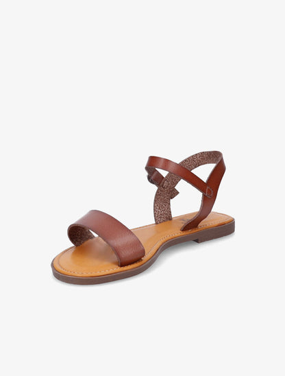Nu-pieds basiques en simili - Camel - 3