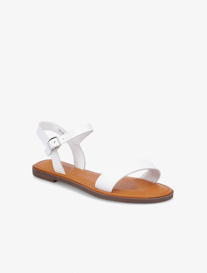 Nu-pieds basiques en simili - Blanc - 3