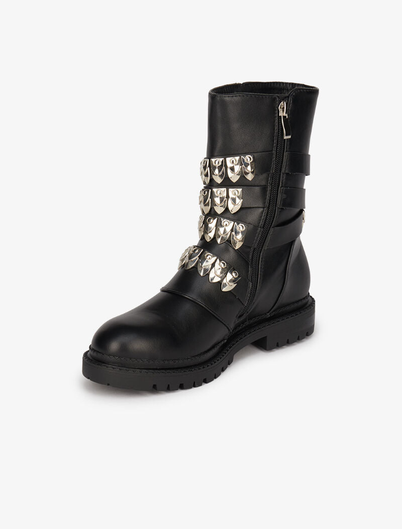 Boots style motard à sangles métalliques - Noir - 4