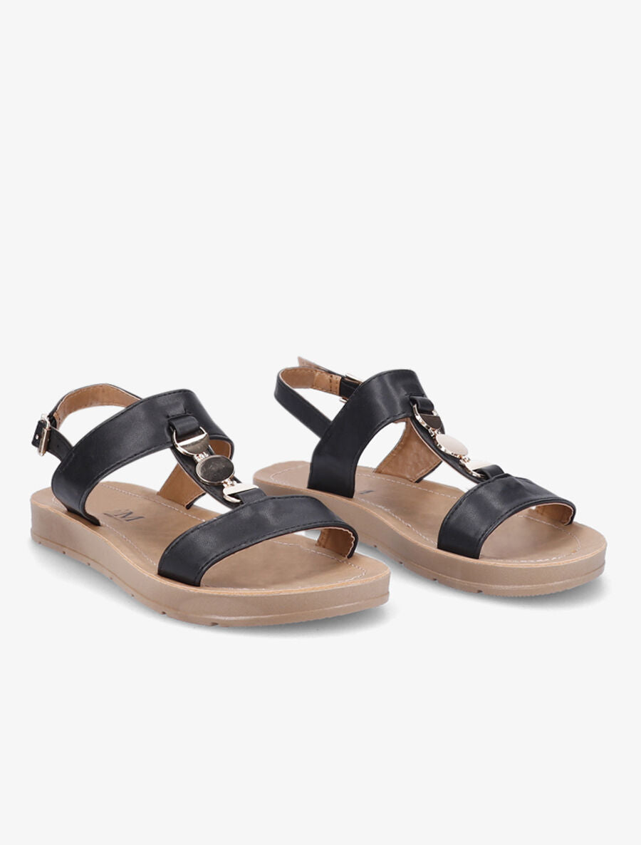 Nu-pieds à bride en T bijou - Noir - 4