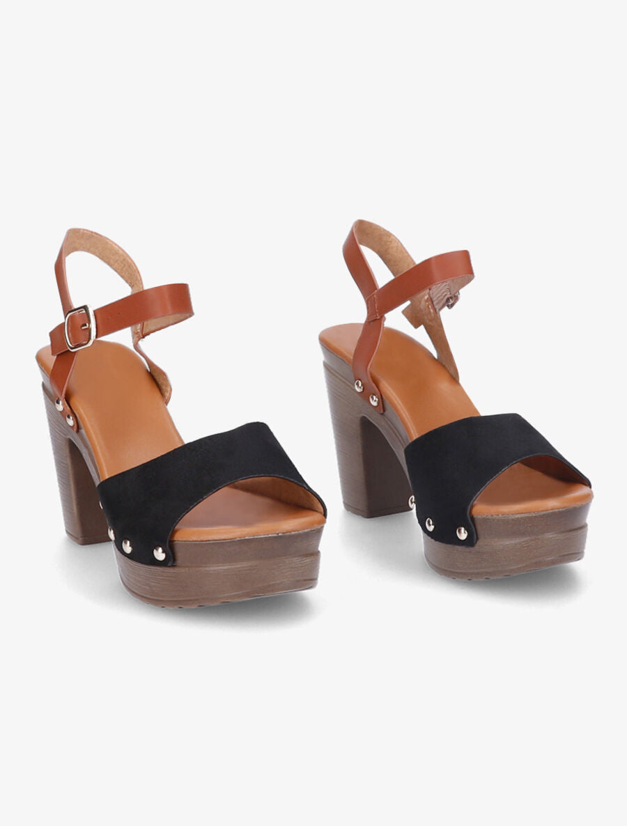 Sandales bi-matière style sabot - Noir - 4