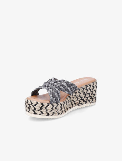 Mules compensées en raphia - Gris - 3