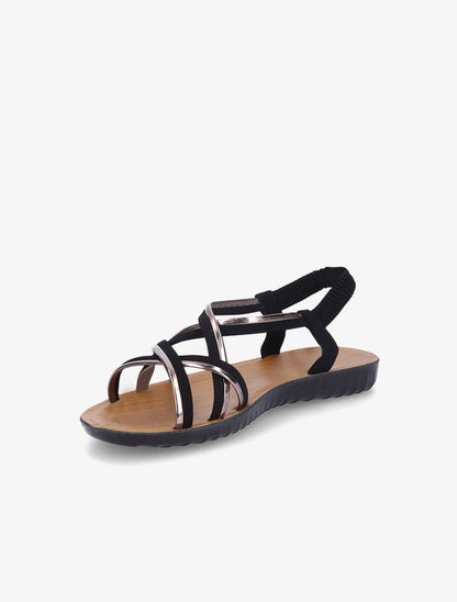 Nu-pieds à brides métalisées - Noir - 4