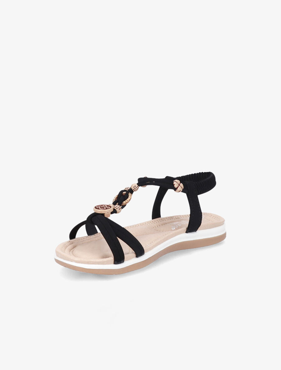 Nu-pieds à empiècements bijoux en bois - Noir - 3