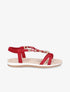 Nu-pieds à empiècements bijoux en bois - Rouge - 5