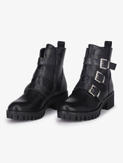 Bottines bi-matière à triple brides - Noir - 5
