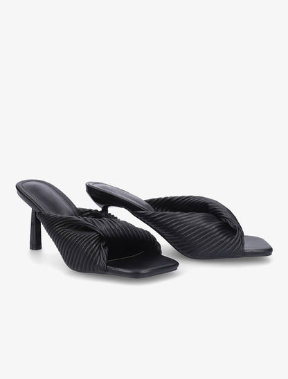Mules torsadées à talon aiguille - Noir - 4