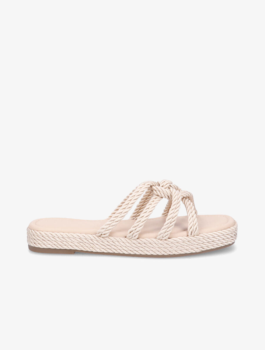 Claquettes à ganses entelacées - Beige - 5