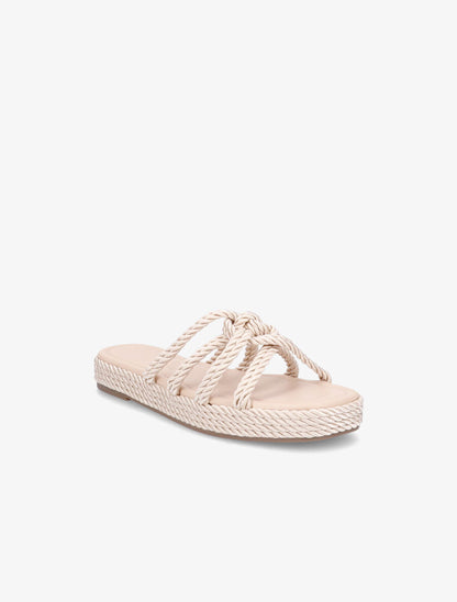 Claquettes à ganses entelacées - Beige - 2