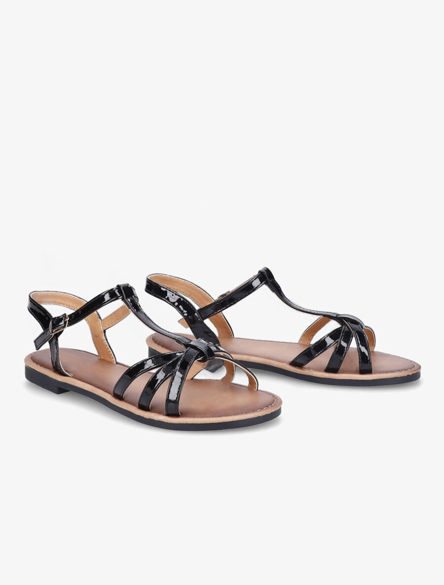 Nu-pieds vernis croisés - Noir - 4