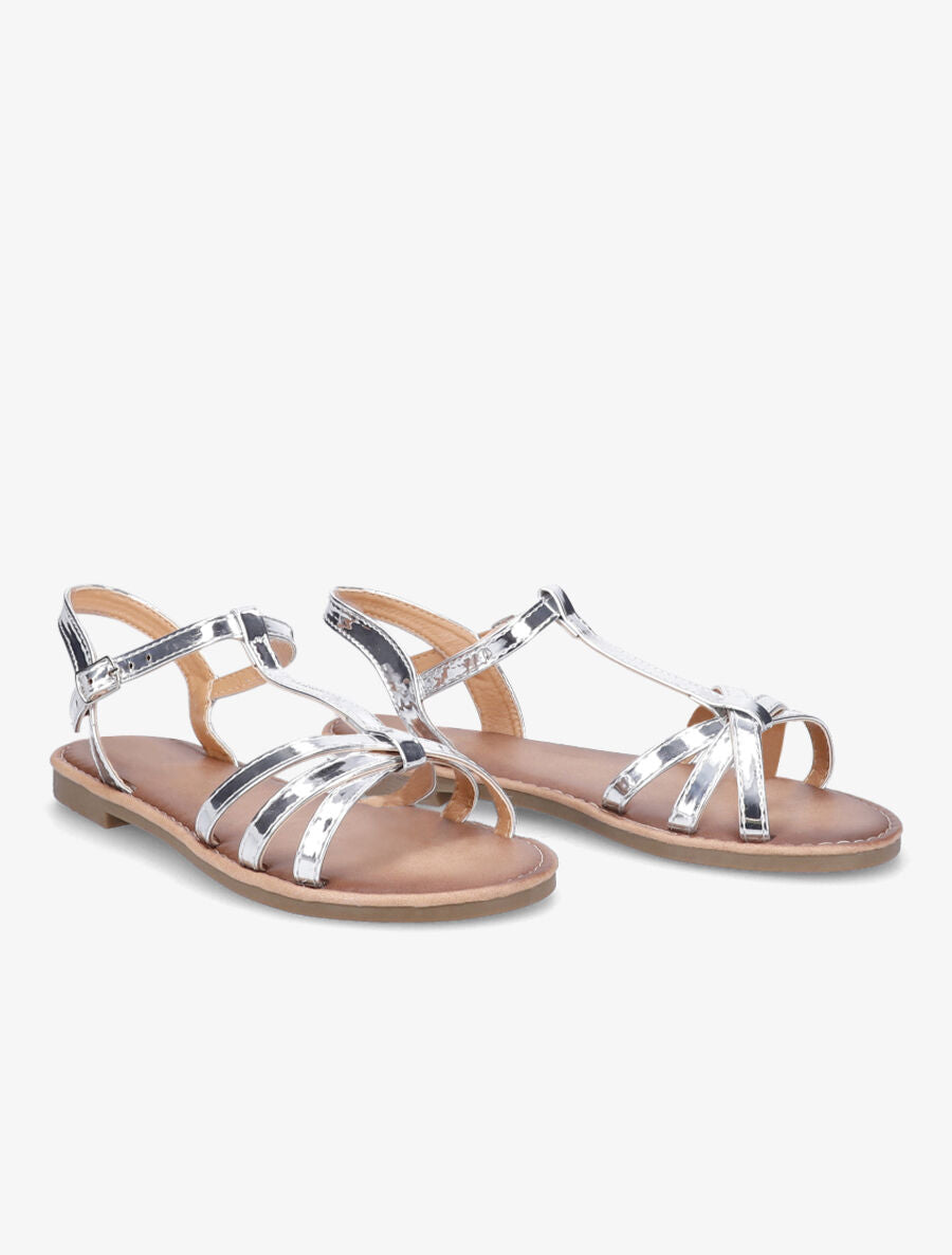 Nu-pieds vernis croisés - Argent - 4