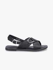 Nu-pieds croisés en simili - Noir - 1