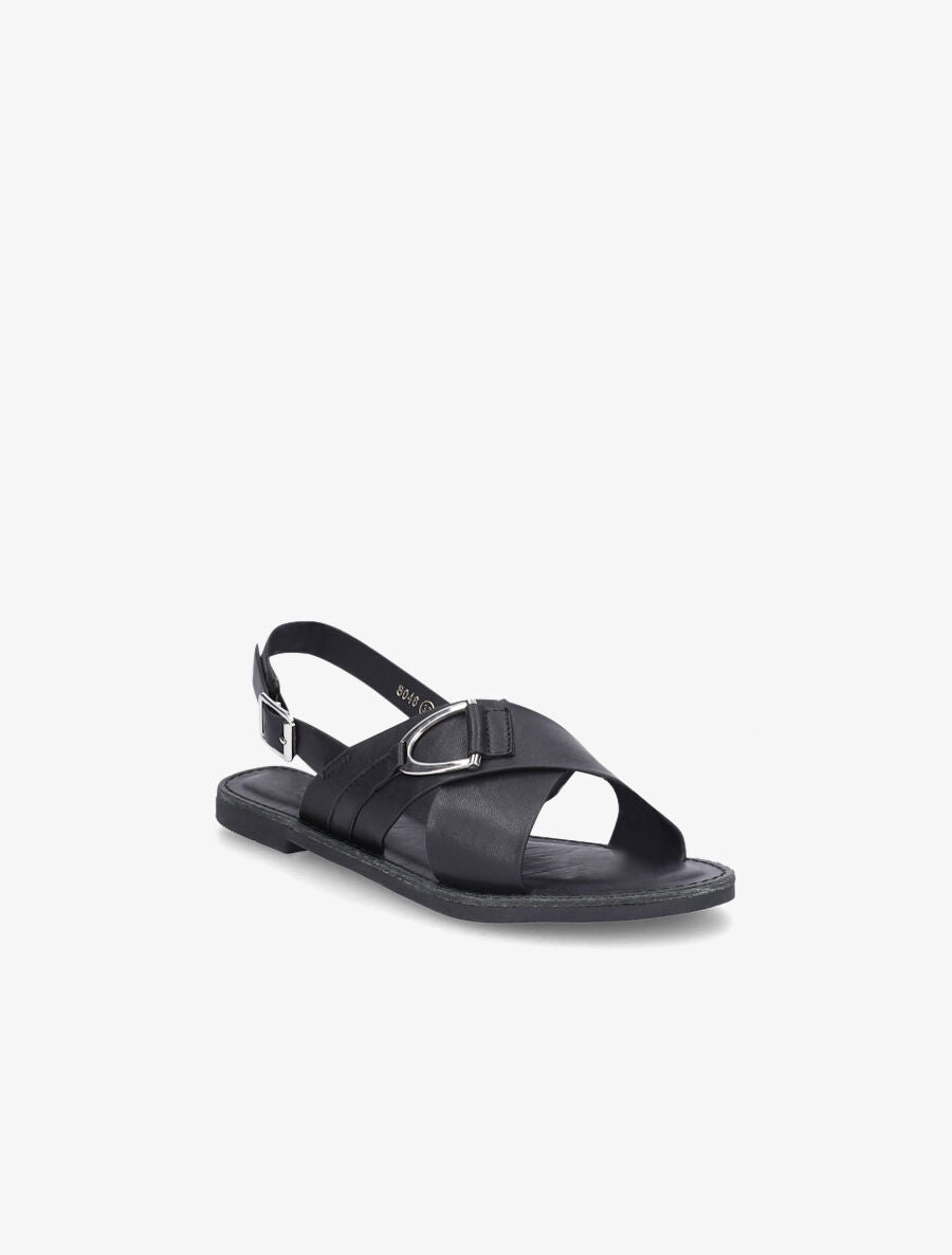 Nu-pieds croisés en simili - Noir - 2