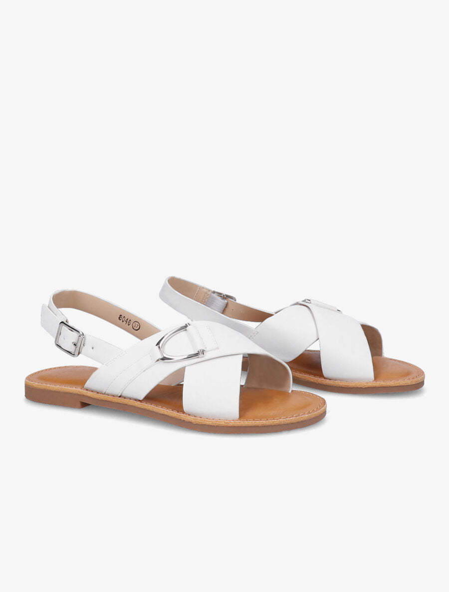 Nu-pieds croisés en simili - Blanc - 4