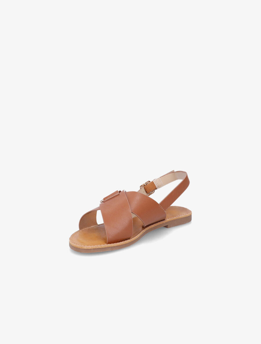 Nu-pieds croisés en simili - Camel - 3