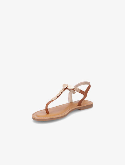 Nu-pieds à empiècements feuilles métalliques - Camel - 3